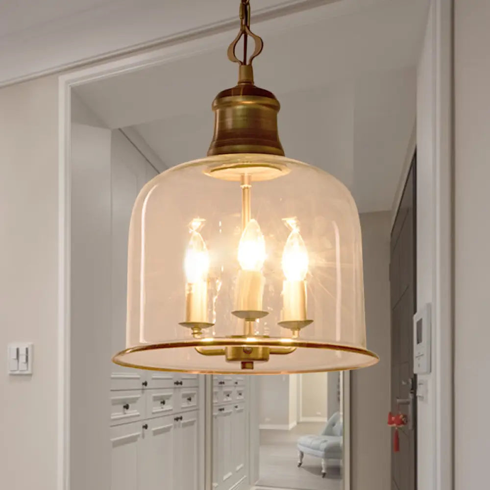 Classic Mason Jar Pendant Light - Clear Glass In Black/Brass 3 / Brass