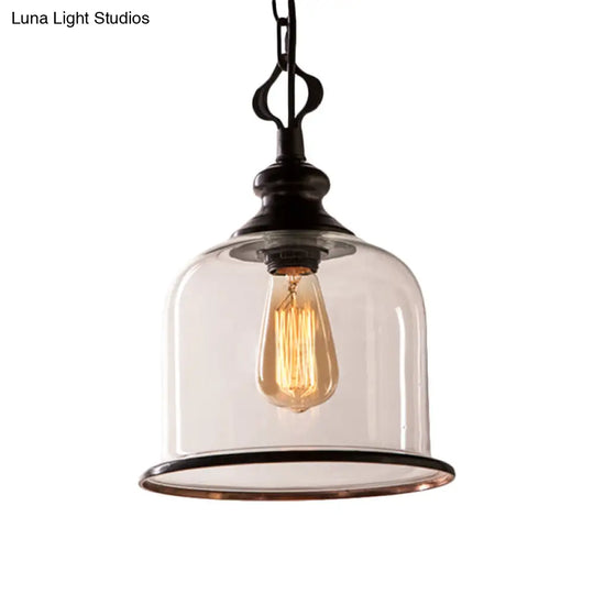 Classic Mason Jar Pendant Light - Clear Glass In Black/Brass