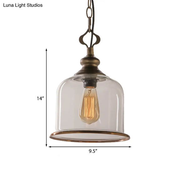 Classic Mason Jar Pendant Light - Clear Glass In Black/Brass