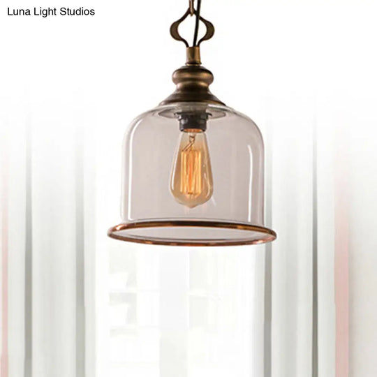 Classic Mason Jar Pendant Light - Clear Glass In Black/Brass