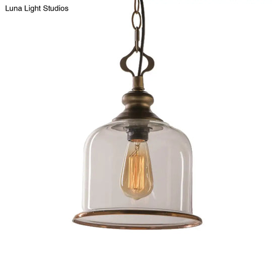 Classic Mason Jar Pendant Light - Clear Glass In Black/Brass