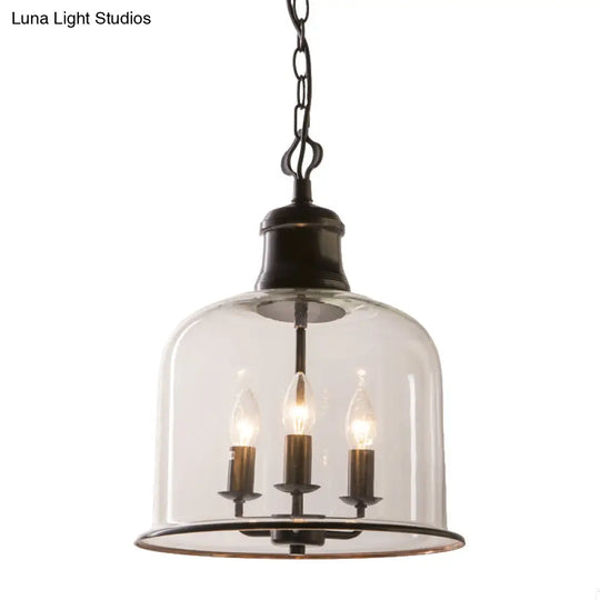 Classic Mason Jar Pendant Light - Clear Glass In Black/Brass