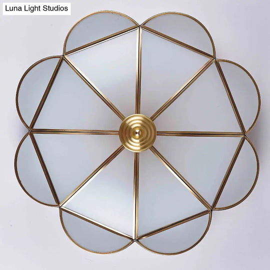 Classic Metal Flower Bedroom Ceiling Light - Flush Mount Fixture 3/4/6 Heads Brass 14/18/21.5 W