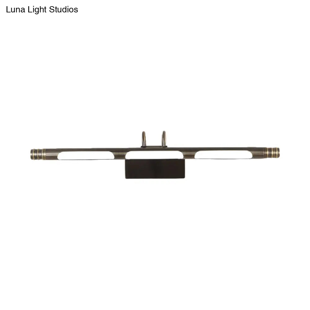 Classic Metal Led Bathroom Sconce In Bronze: White/Warm Light 21/26 W