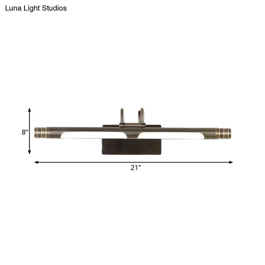 Classic Metal Led Bathroom Sconce In Bronze: White/Warm Light 21/26 W