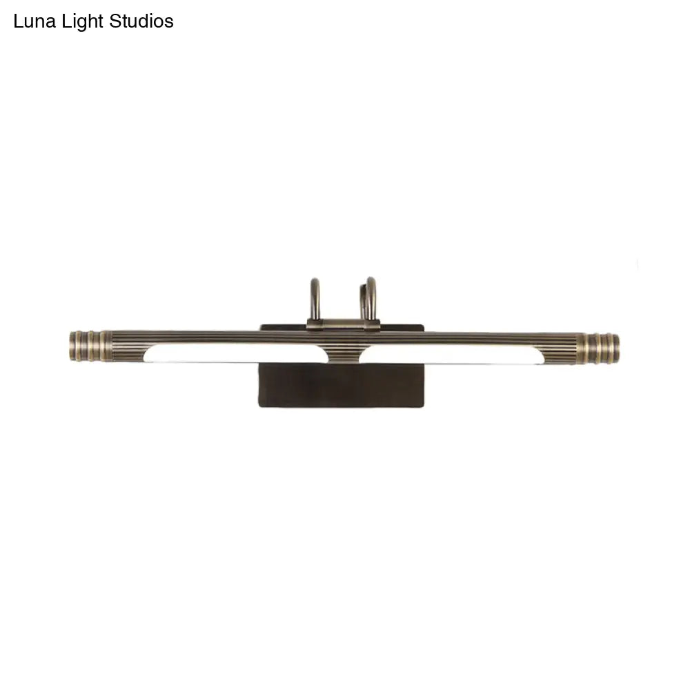 Classic Metal Led Bathroom Sconce In Bronze: White/Warm Light 21/26 W