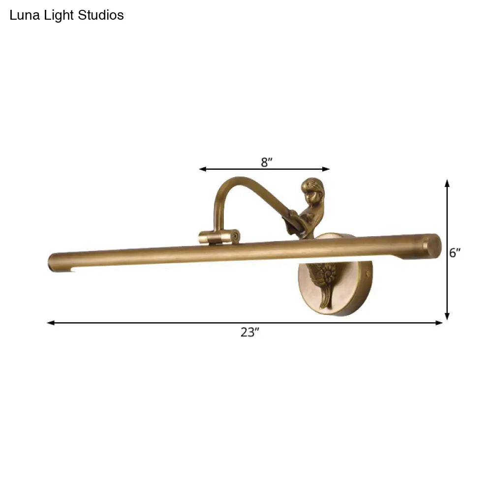 Classic Metal Led Bathroom Wall Light - Black/Antique Brass 14/18/23 W