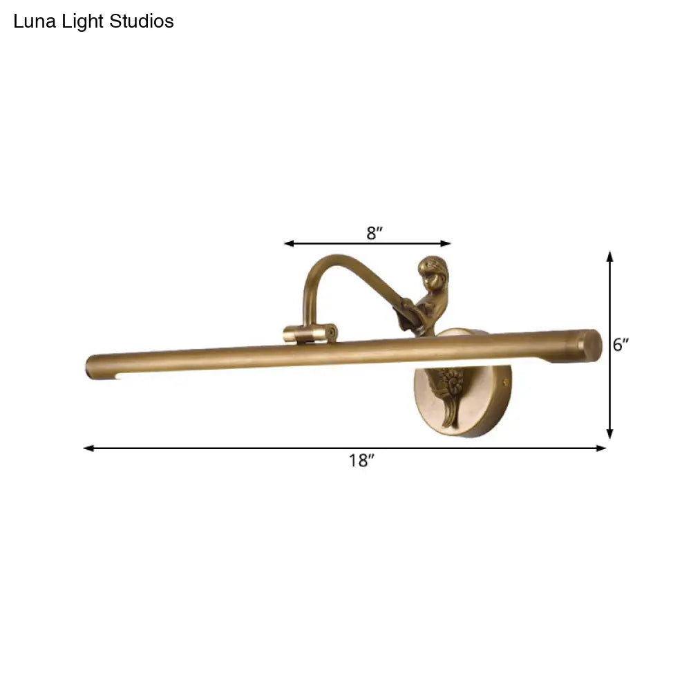 Classic Metal Led Bathroom Wall Light - Black/Antique Brass 14/18/23 W