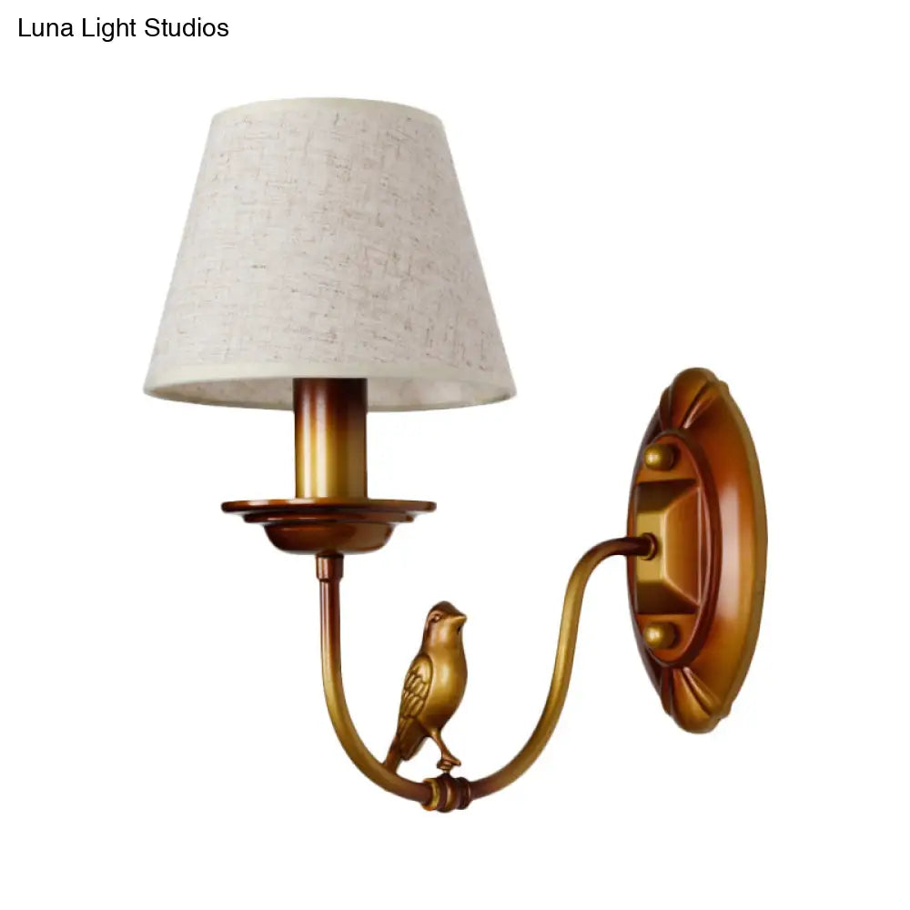 Classic Metal Sconce Light Fixture: 1-Light Corridor Wall Lamp In Brass With/Without Shade