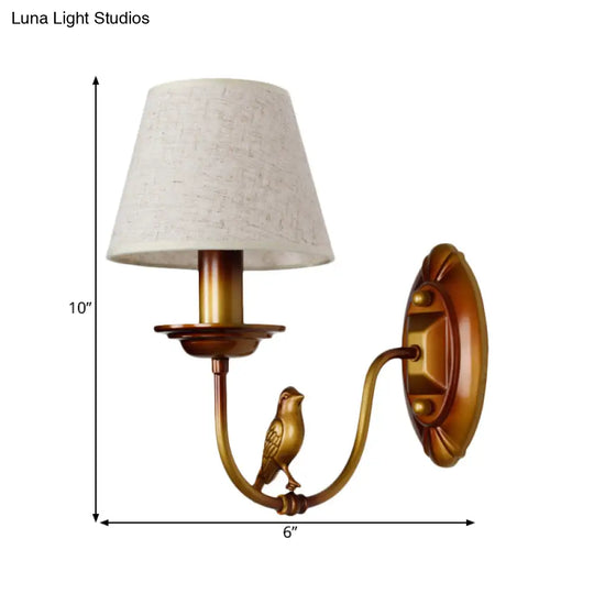 Classic Metal Sconce Light Fixture: 1-Light Corridor Wall Lamp In Brass With/Without Shade