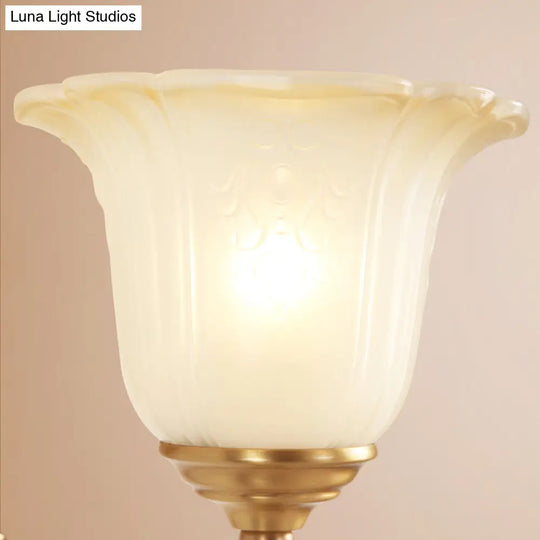 Classic Metal Sconce Light With Opal Glass Petal Shade - Perfect For Bedroom Walls