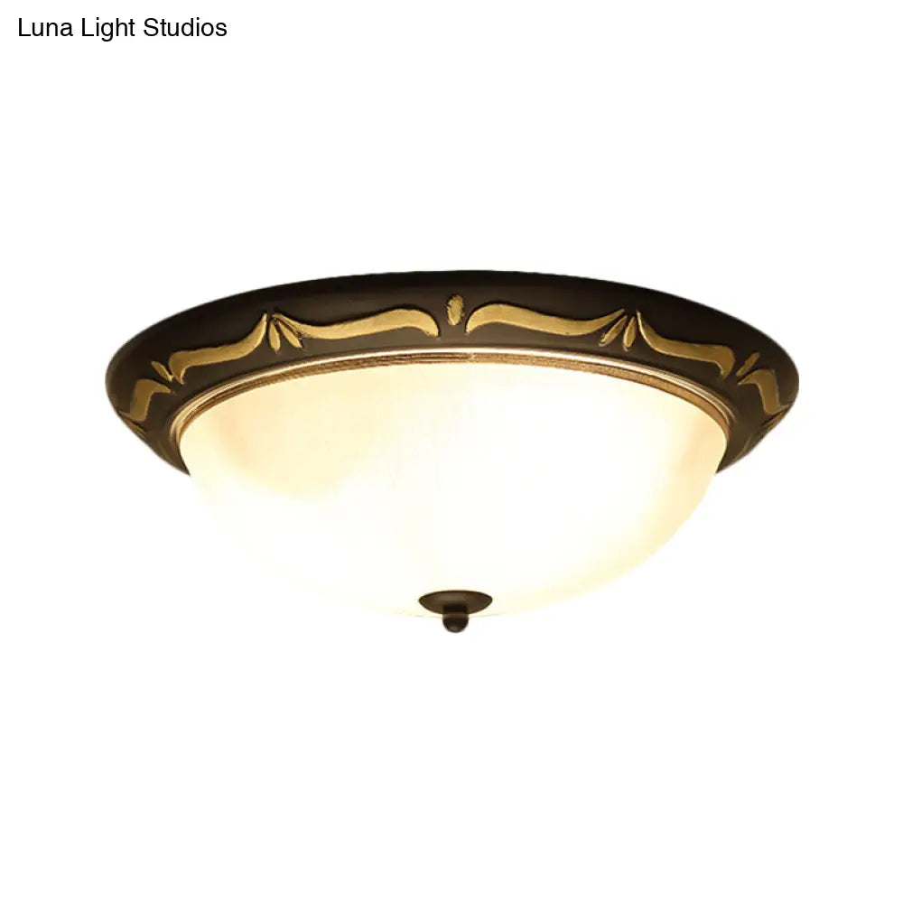 Classic Milk Glass Dome Ceiling Fixture - Led Brown Flush Mount Lighting (12.5/15 Width)