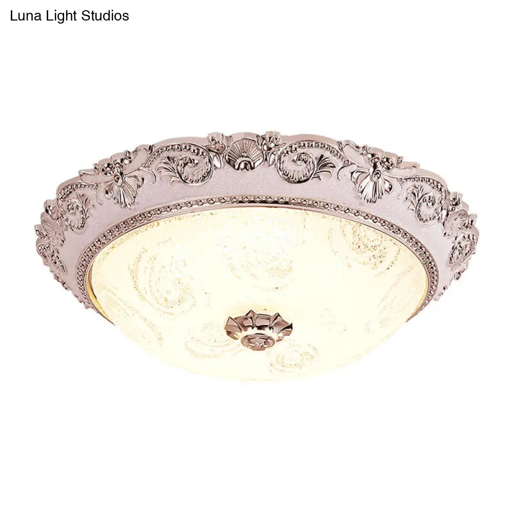 Classic Milk Glass Silver Led Flush Mount Ceiling Light 16’/19.5’ – Dome Hallway Lighting