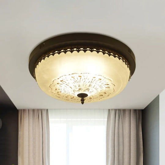 Classic Opal Glass Semi Flush Mount Lighting For Living Room With Inverted Dome Design In Black 3 /