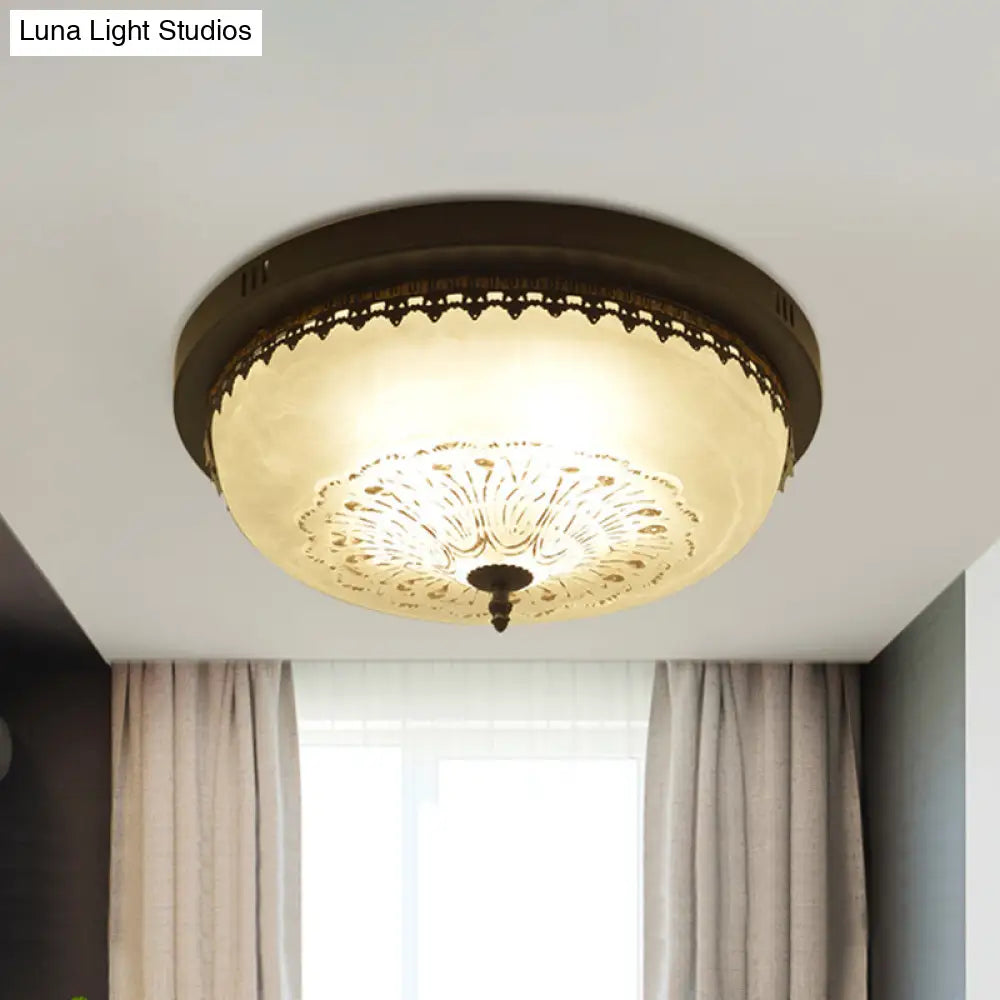 Classic Opal Glass Semi Flush Mount Lighting For Living Room With Inverted Dome Design In Black 3 /