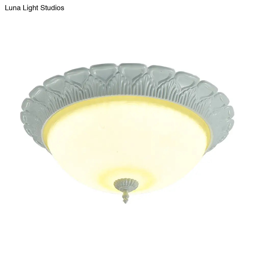 Classic Opaline Glass Led Flush Lamp Ceiling Fixture - White 16’/20.5’ Wide With Warm/White Light