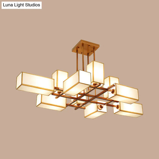 Classic Semi Flush Mount Ceiling Lighting - Rectangle Shape With 8/10/12 Lights Black/Brass Finish