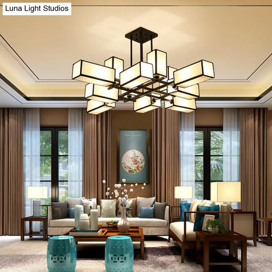 Classic Semi Flush Mount Ceiling Lighting - Rectangle Shape With 8/10/12 Lights Black/Brass Finish