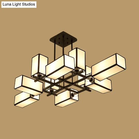 Classic Semi Flush Mount Ceiling Lighting - Rectangle Shape With 8/10/12 Lights Black/Brass Finish