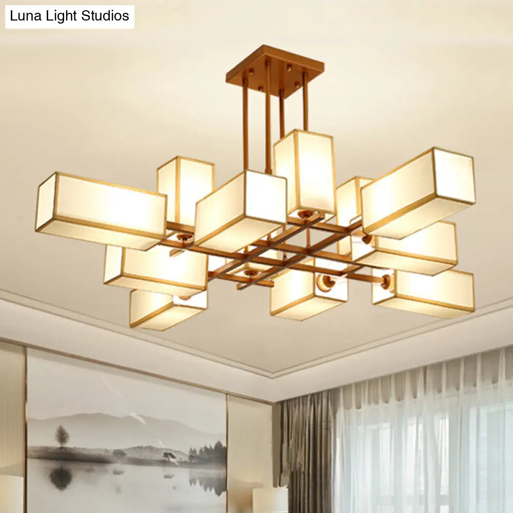 Classic Semi Flush Mount Ceiling Lighting - Rectangle Shape With 8/10/12 Lights Black/Brass Finish