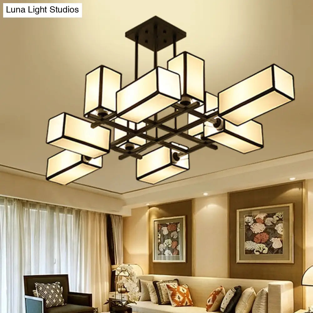 Classic Semi Flush Mount Ceiling Lighting - Rectangle Shape With 8/10/12 Lights Black/Brass Finish