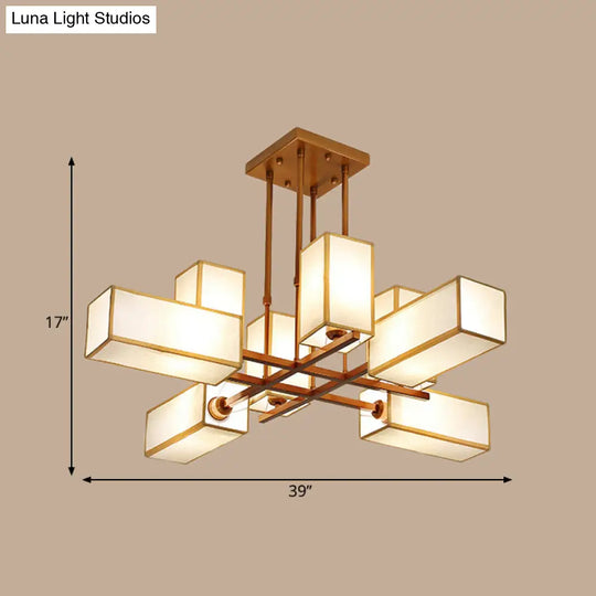 Classic Semi Flush Mount Ceiling Lighting - Rectangle Shape With 8/10/12 Lights Black/Brass Finish