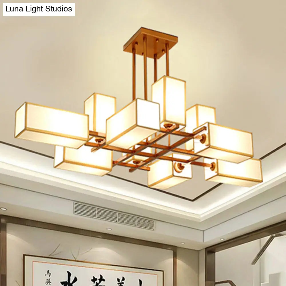 Classic Semi Flush Mount Ceiling Lighting - Rectangle Shape With 8/10/12 Lights Black/Brass Finish