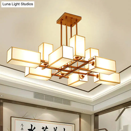 Classic Semi Flush Mount Ceiling Lighting - Rectangle Shape With 8/10/12 Lights Black/Brass Finish