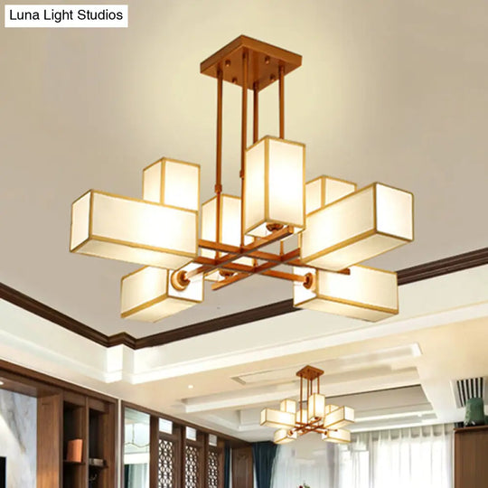 Classic Semi Flush Mount Ceiling Lighting - Rectangle Shape With 8/10/12 Lights Black/Brass Finish 8