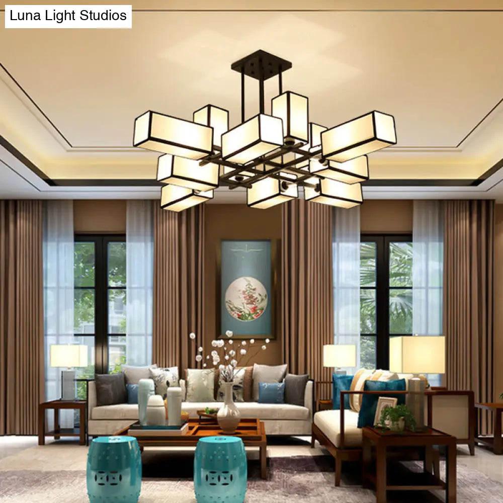 Classic Semi Flush Mount Ceiling Lighting - Rectangle Shape With 8/10/12 Lights Black/Brass Finish