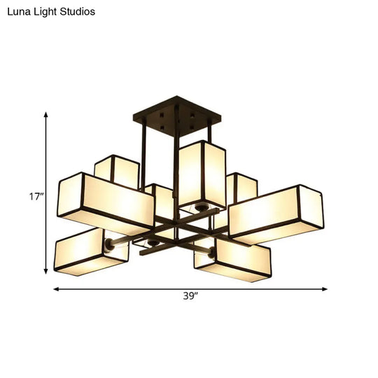 Classic Semi Flush Mount Ceiling Lighting - Rectangle Shape With 8/10/12 Lights Black/Brass Finish