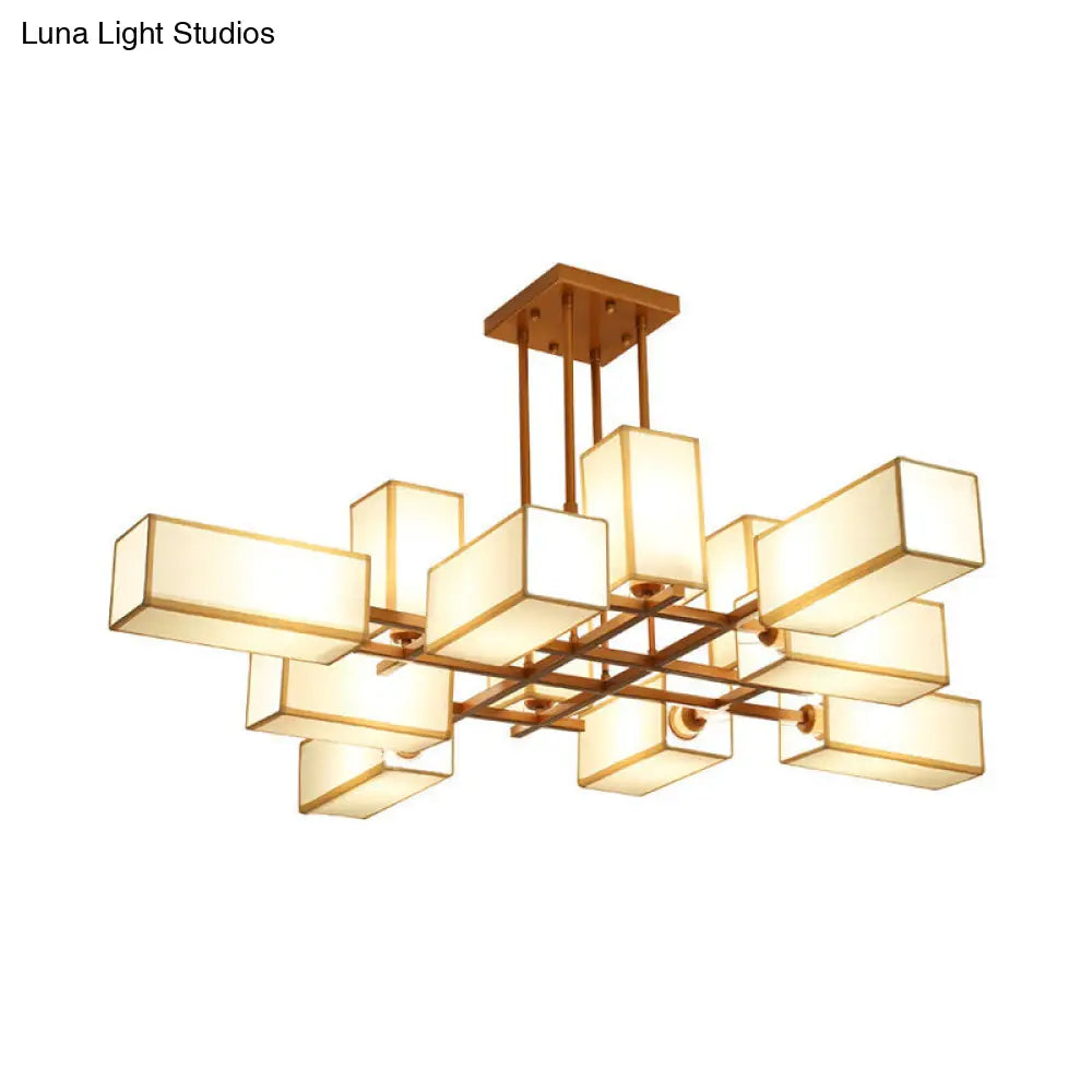 Classic Semi Flush Mount Ceiling Lighting - Rectangle Shape With 8/10/12 Lights Black/Brass Finish