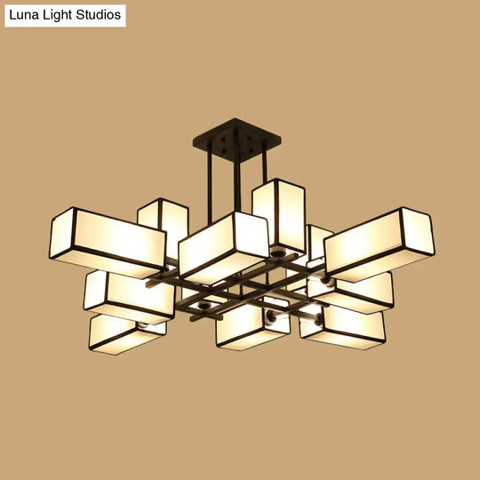 Classic Semi Flush Mount Ceiling Lighting - Rectangle Shape With 8/10/12 Lights Black/Brass Finish