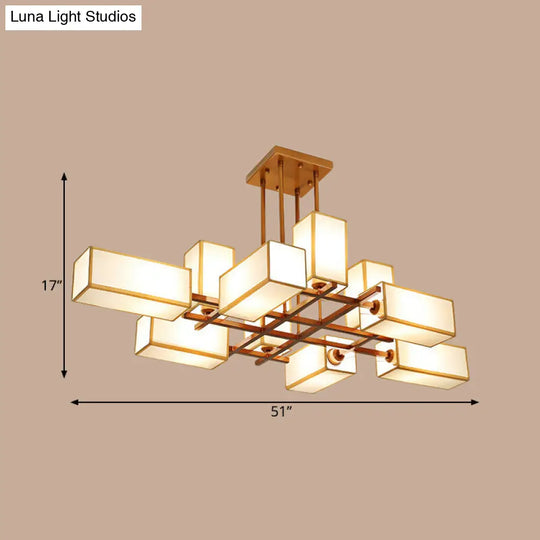 Classic Semi Flush Mount Ceiling Lighting - Rectangle Shape With 8/10/12 Lights Black/Brass Finish