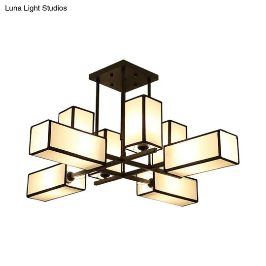 Classic Semi Flush Mount Ceiling Lighting - Rectangle Shape With 8/10/12 Lights Black/Brass Finish