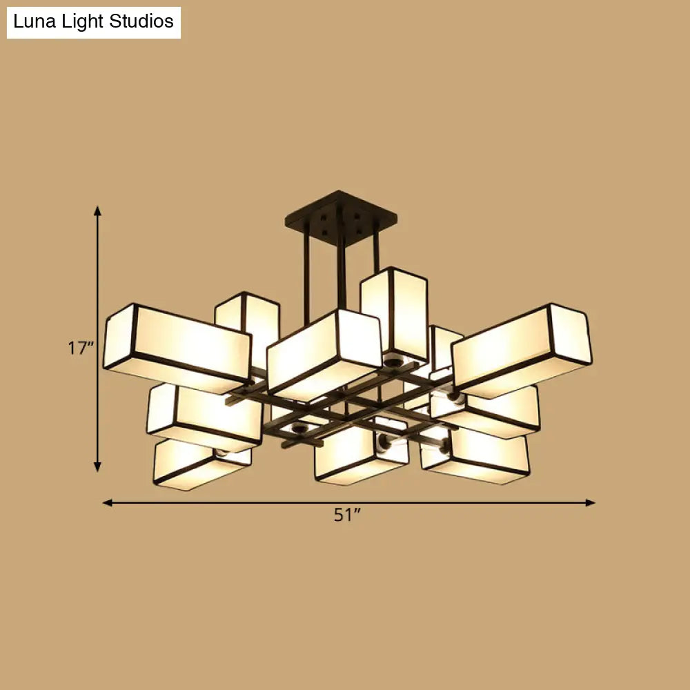 Classic Semi Flush Mount Ceiling Lighting - Rectangle Shape With 8/10/12 Lights Black/Brass Finish