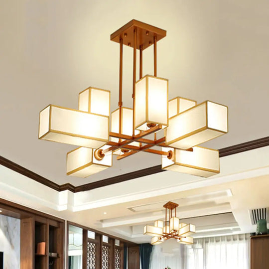 Classic Semi Flush Mount Ceiling Lighting - Rectangle Shape With 8/10/12 Lights Black/Brass Finish