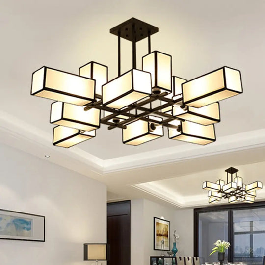 Classic Semi Flush Mount Ceiling Lighting - Rectangle Shape With 8/10/12 Lights Black/Brass Finish