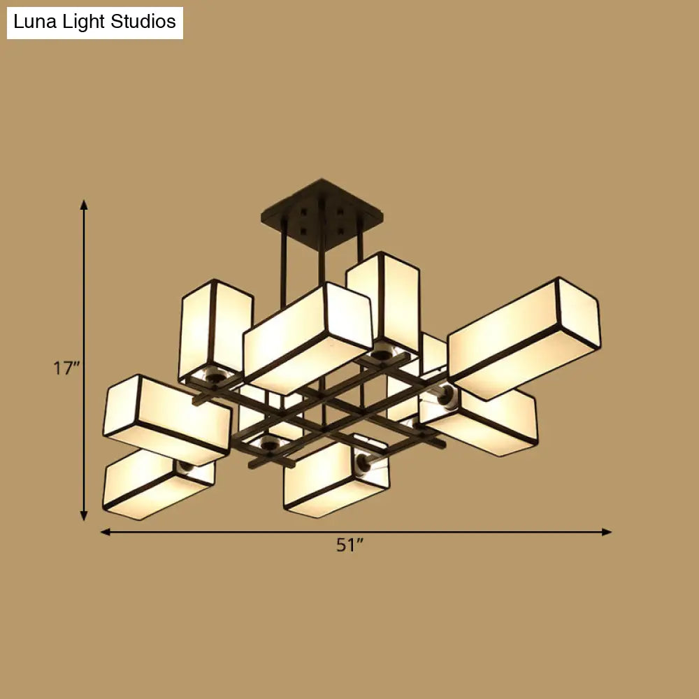 Classic Semi Flush Mount Ceiling Lighting - Rectangle Shape With 8/10/12 Lights Black/Brass Finish