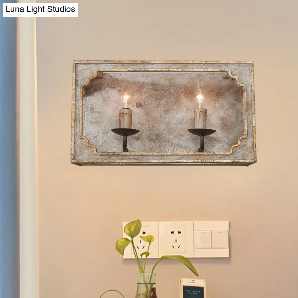 Classic Style 1/2 Lights Candelabra Sconce Light Wall Lamp - White/Bronze/Distressed White Wood