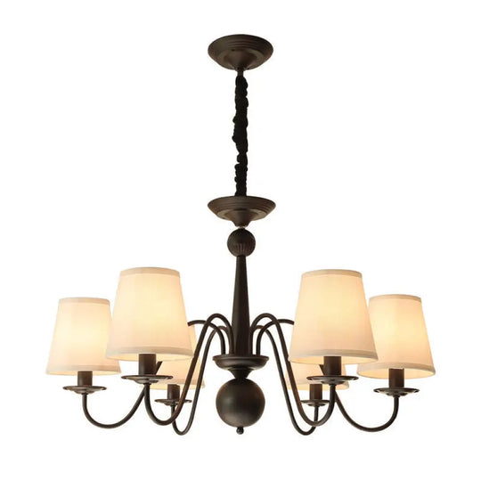 Classic Style Black Fabric Pendant Light For Living Room With Tapered Shade - Chandelier Lighting 6