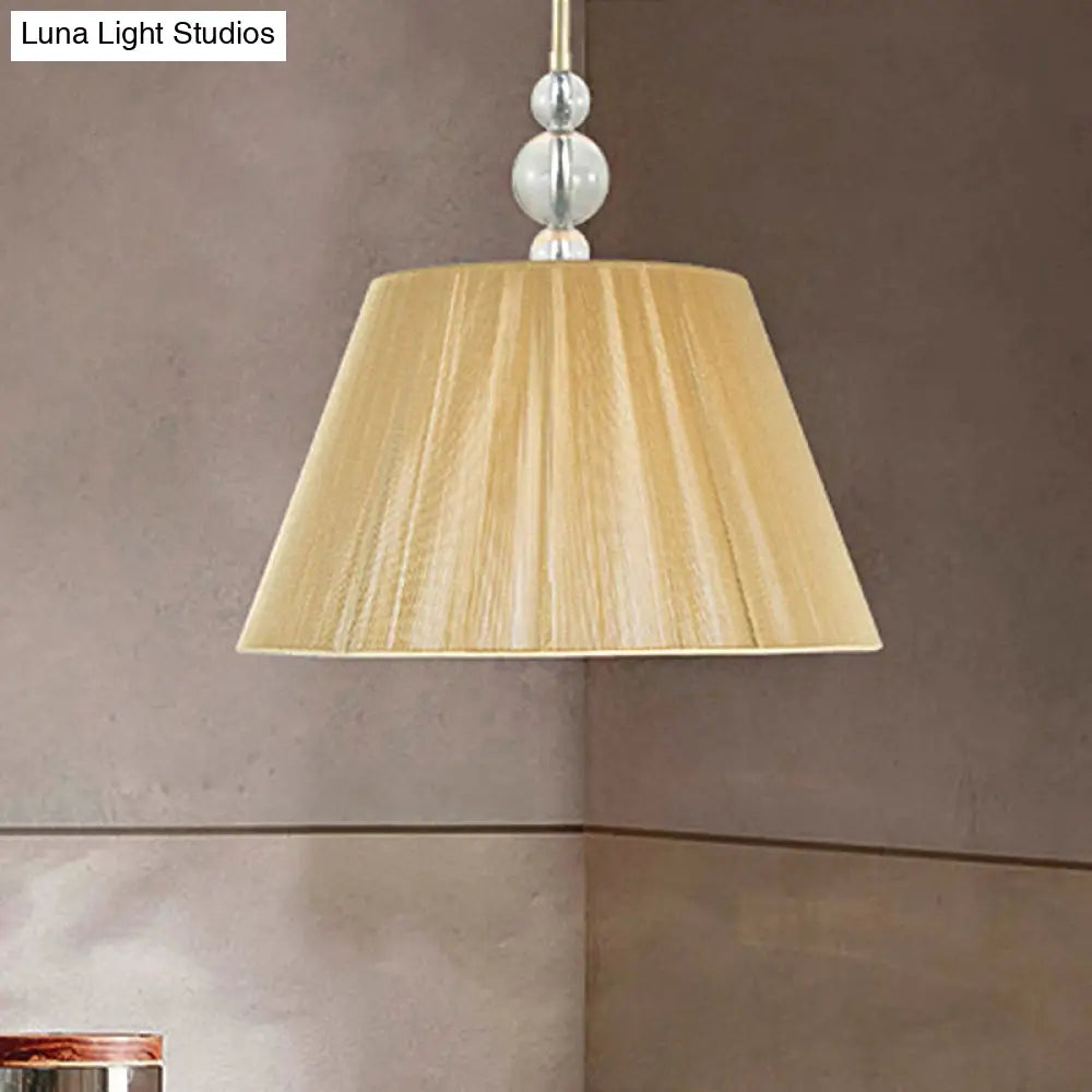 Classic Tan Drum Pendant Light Fixture For Corridors - 1 Hanging Lamp