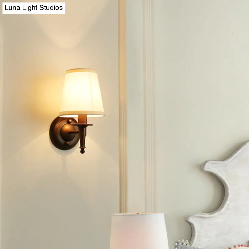 Classic Wall Bucket Light: Fabric Fixture Dark Coffee - Living Room