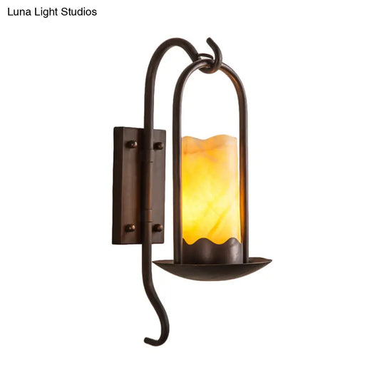 Classic Wall Sconce: Traditional Cylinder Style Black Marble 1/2-Light For Foyer