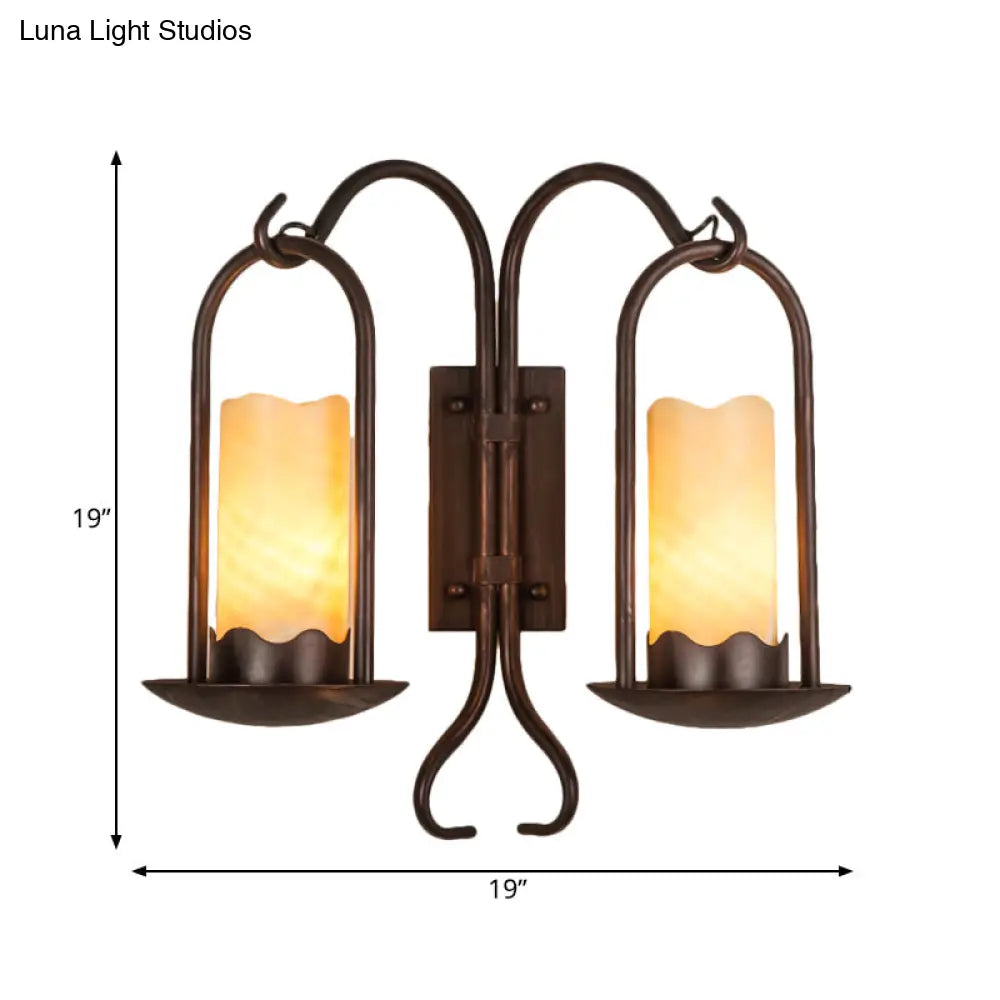 Classic Wall Sconce: Traditional Cylinder Style Black Marble 1/2-Light For Foyer