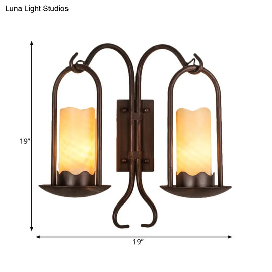 Classic Wall Sconce: Traditional Cylinder Style Black Marble 1/2-Light For Foyer