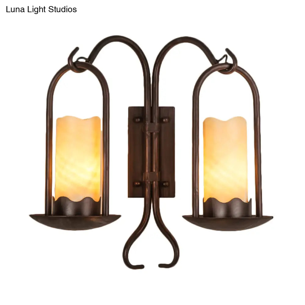 Classic Wall Sconce: Traditional Cylinder Style Black Marble 1/2-Light For Foyer