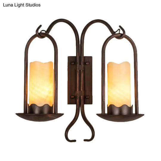 Classic Wall Sconce: Traditional Cylinder Style Black Marble 1/2-Light For Foyer