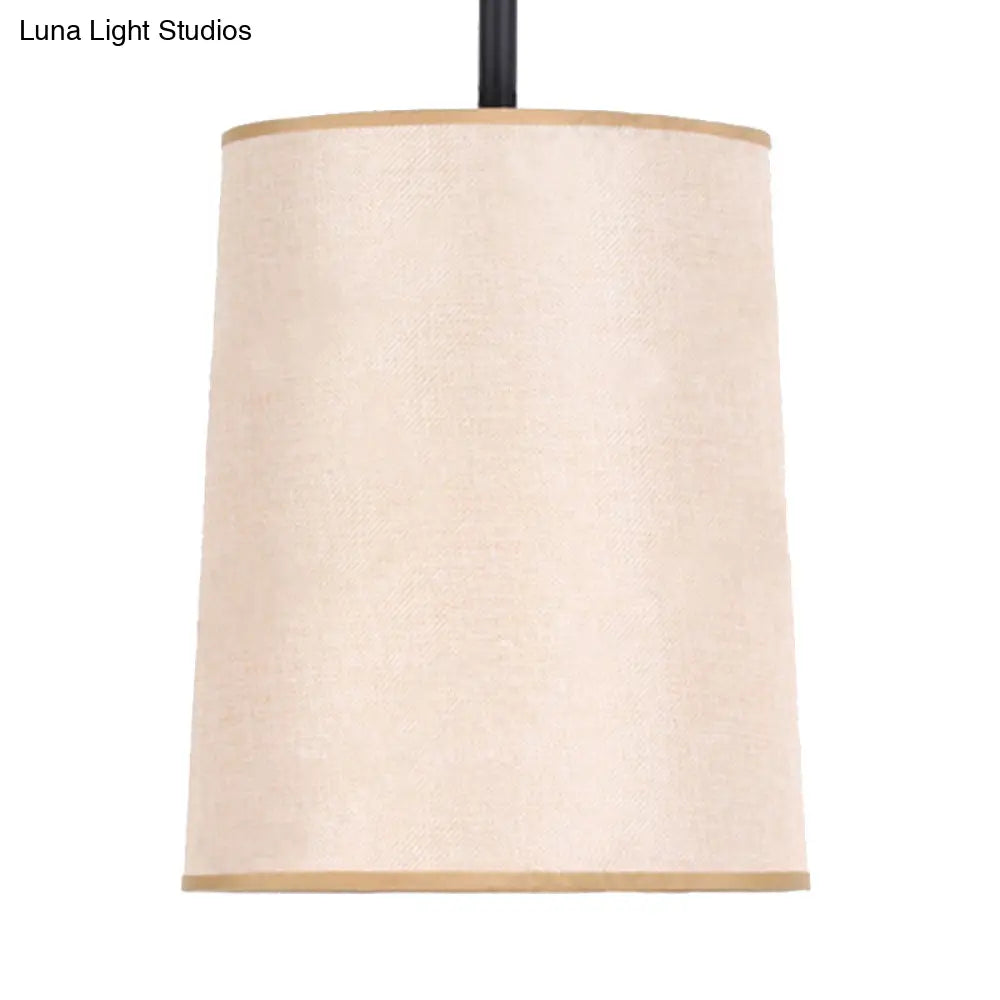 Classic White Fabric Cylinder Led Pendant Light - Bedroom Hanging Lamp