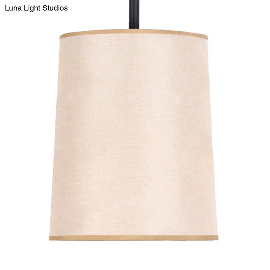 Classic White Fabric Cylinder Led Pendant Light - Bedroom Hanging Lamp